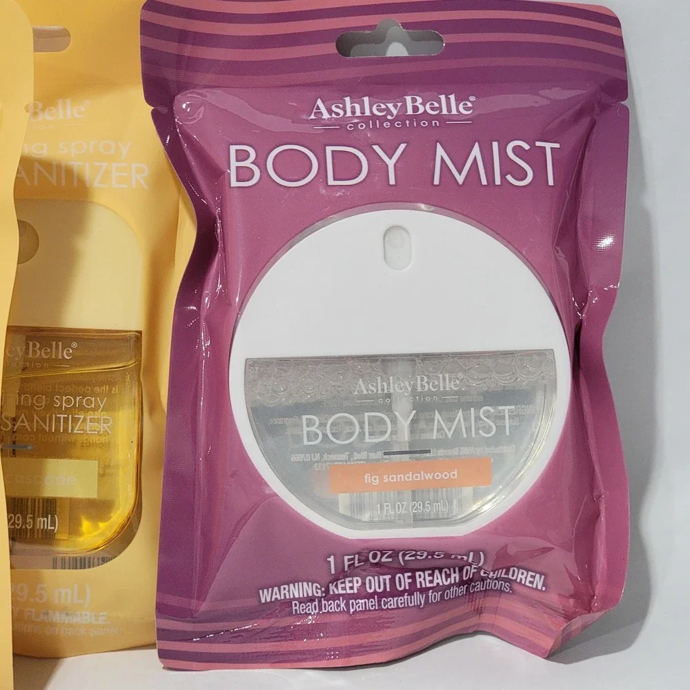 Ashley Belle 6pc Hand Sanitizer Body Mist Set Vanilla Caramel Fig Guava 1oz